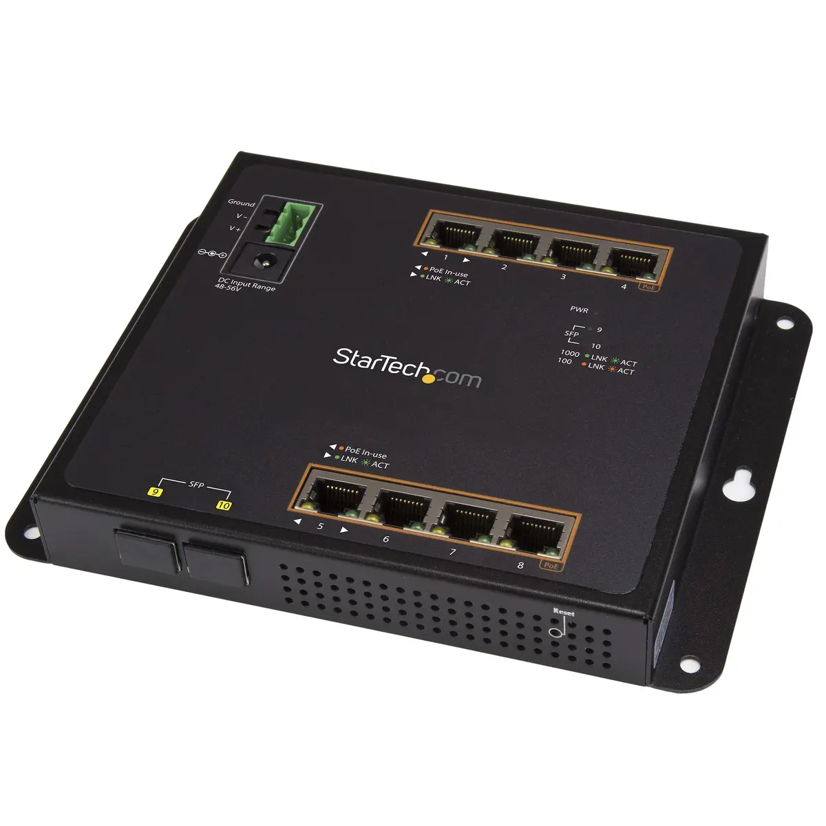 StarTech.com Industrial 8 Port Gigabit PoE+ Switch w/2 SFP Msa Slots 30W Layer/L2 Sw – IES101GP2SFW