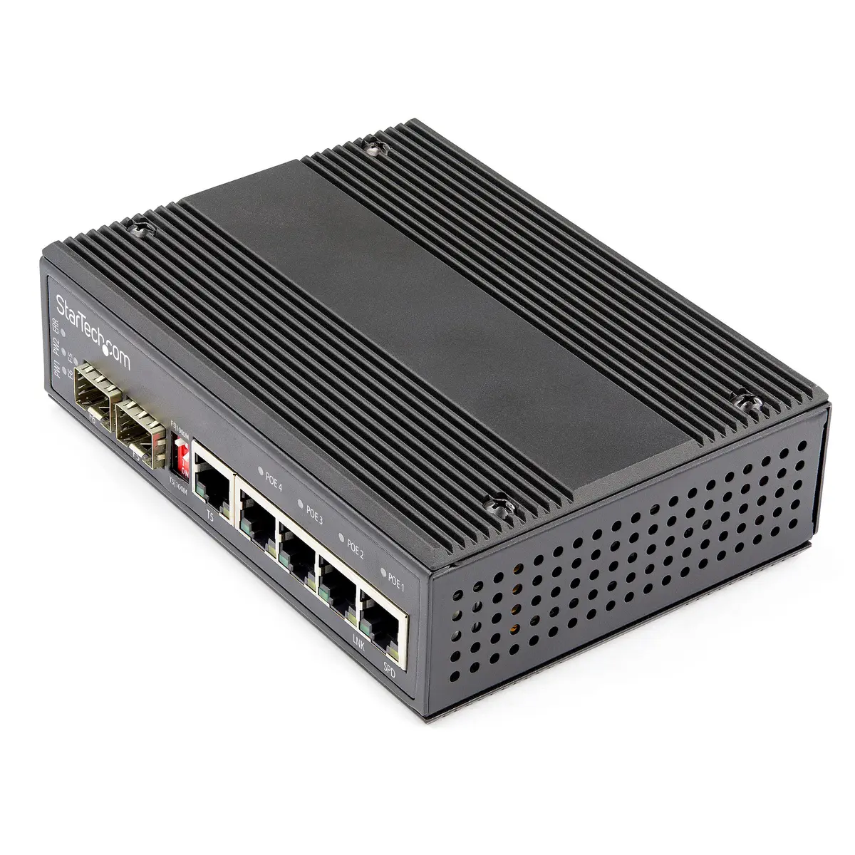 StarTech.com Industrial 5 Port Gigabit Ethernet Switch - Up to 30W per 4 PoE ports - 75C to – IES1G52UP12V